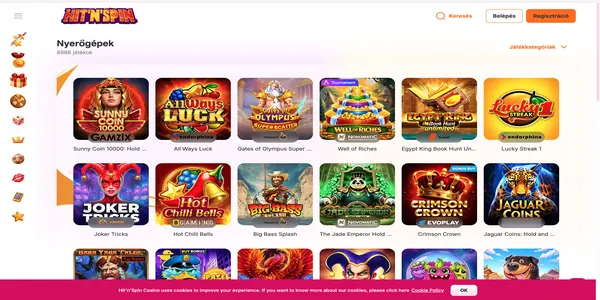 Hit'n'Spin Casino élő kaszinó kínálata mobilon